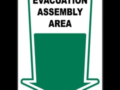 Evacuation Assembly Area Downward Arrow Sign