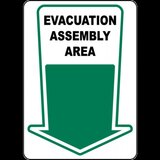 Evacuation Assembly Area Downward Arrow Sign