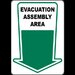 Evacuation Assembly Area Downward Arrow Sign